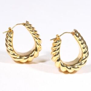 14K Yellow Gold Milor Italy Rope Hoop Earrings